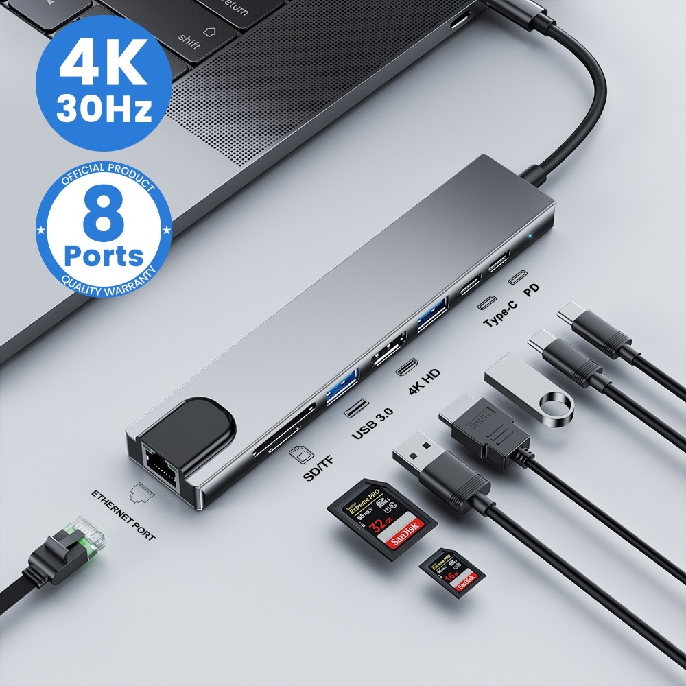 Ʈ3 ũ ƺϿ 2018 5  7-in-1 usb c й usb 3.1 -c HDMI 4K Thunderbolt 3 ŷ ̼ Ʈ  PD SD TF RJ45 Macbook Air